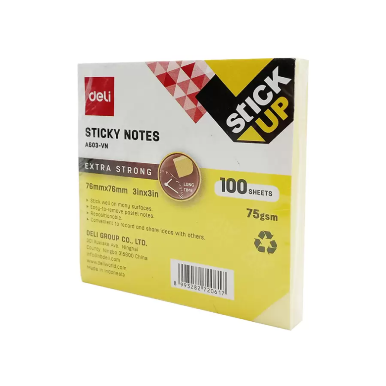 Giay Note 76 X 76 Mm 75Gsm Deli Ea603 Mau Vang 100 To 2