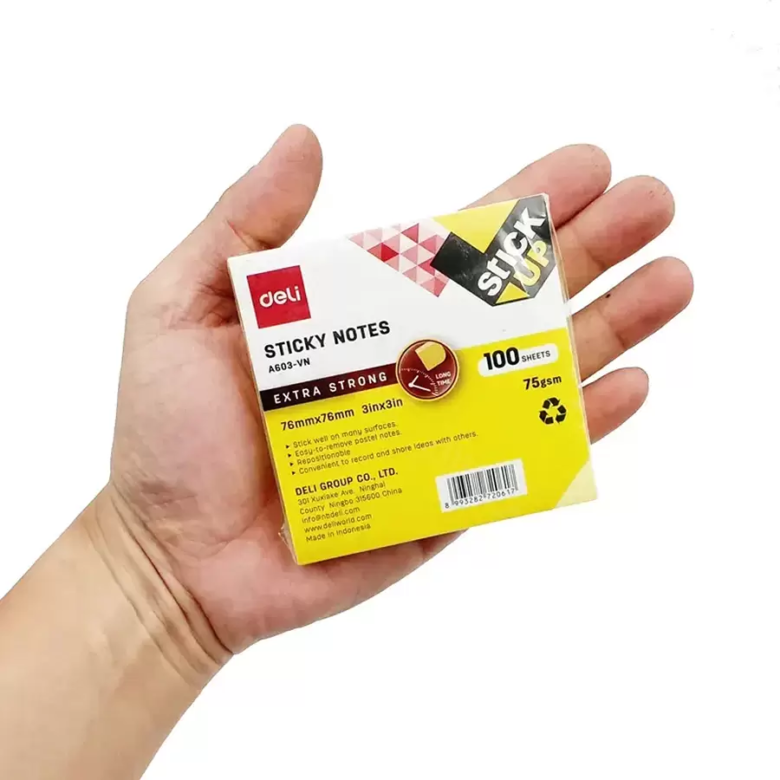 Giay Note 76 X 76 Mm 75Gsm Deli Ea603 Mau Vang 100 To 3